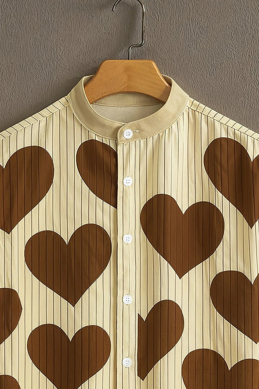 Men’s Heart Print Shirt – Trendy Aesthetic Casual Shirt