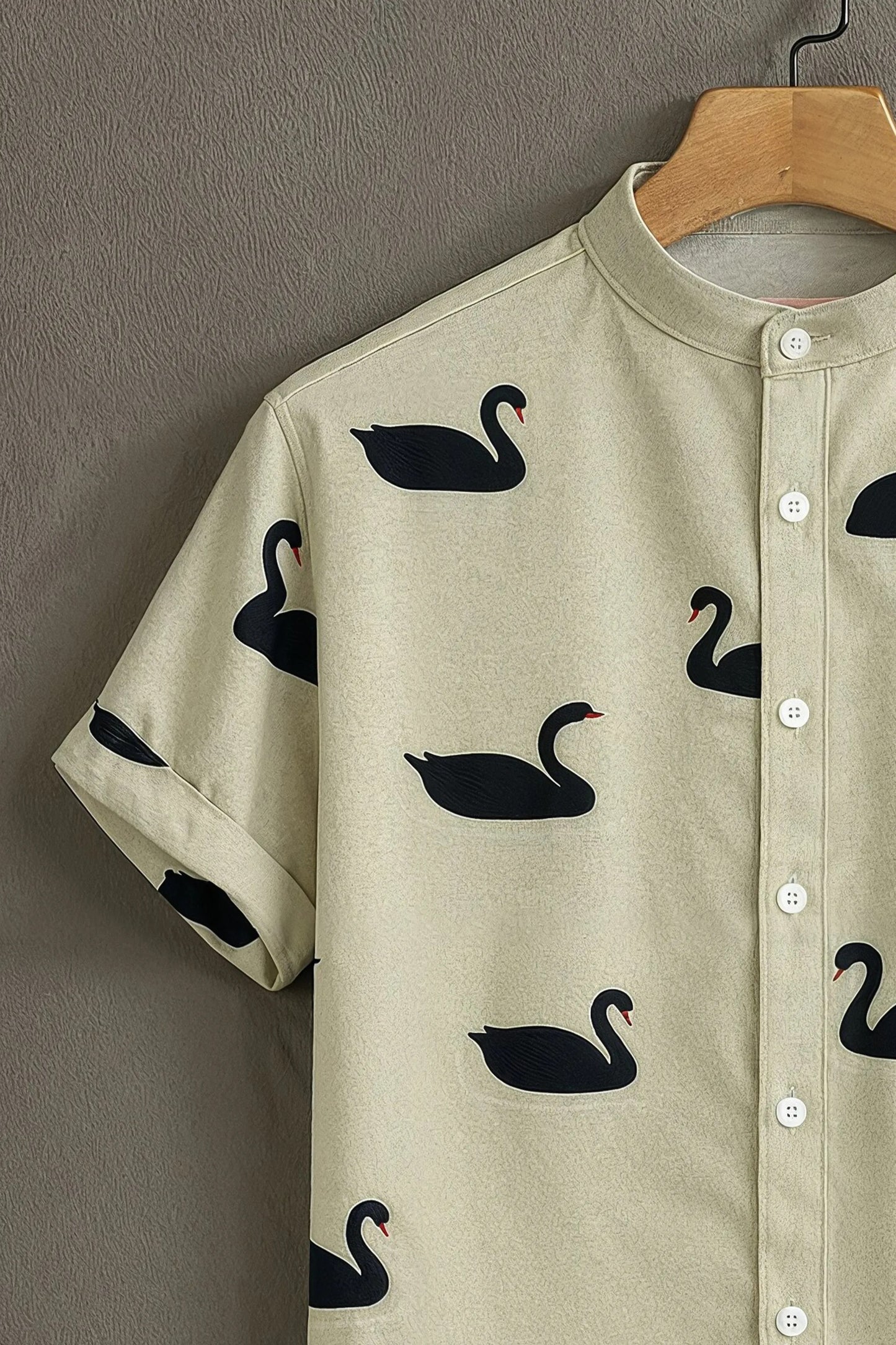 Men’s Swan Print Shirt – Minimal Aesthetic Casual Shirt