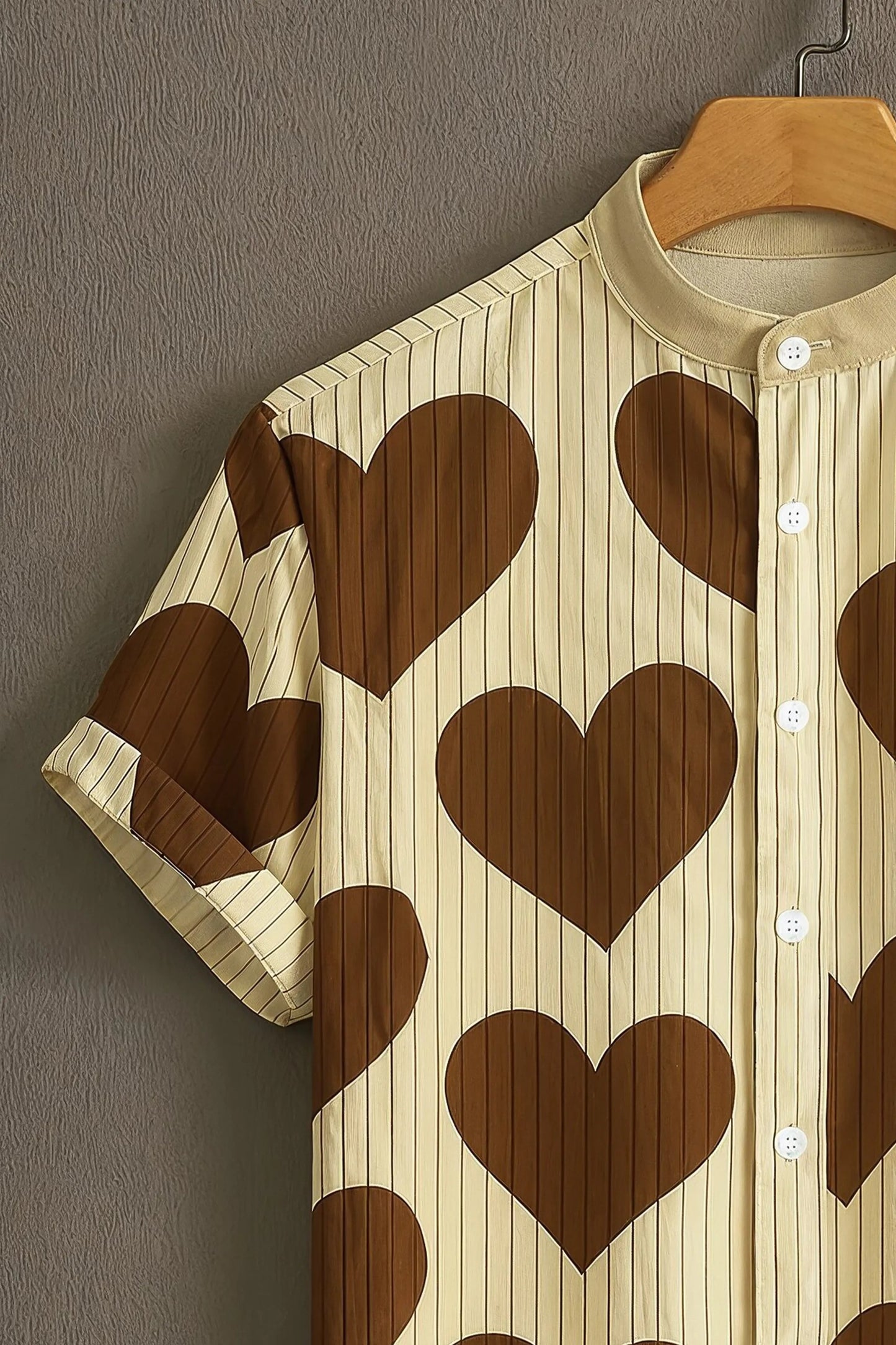 Men’s Heart Print Shirt – Trendy Aesthetic Casual Shirt
