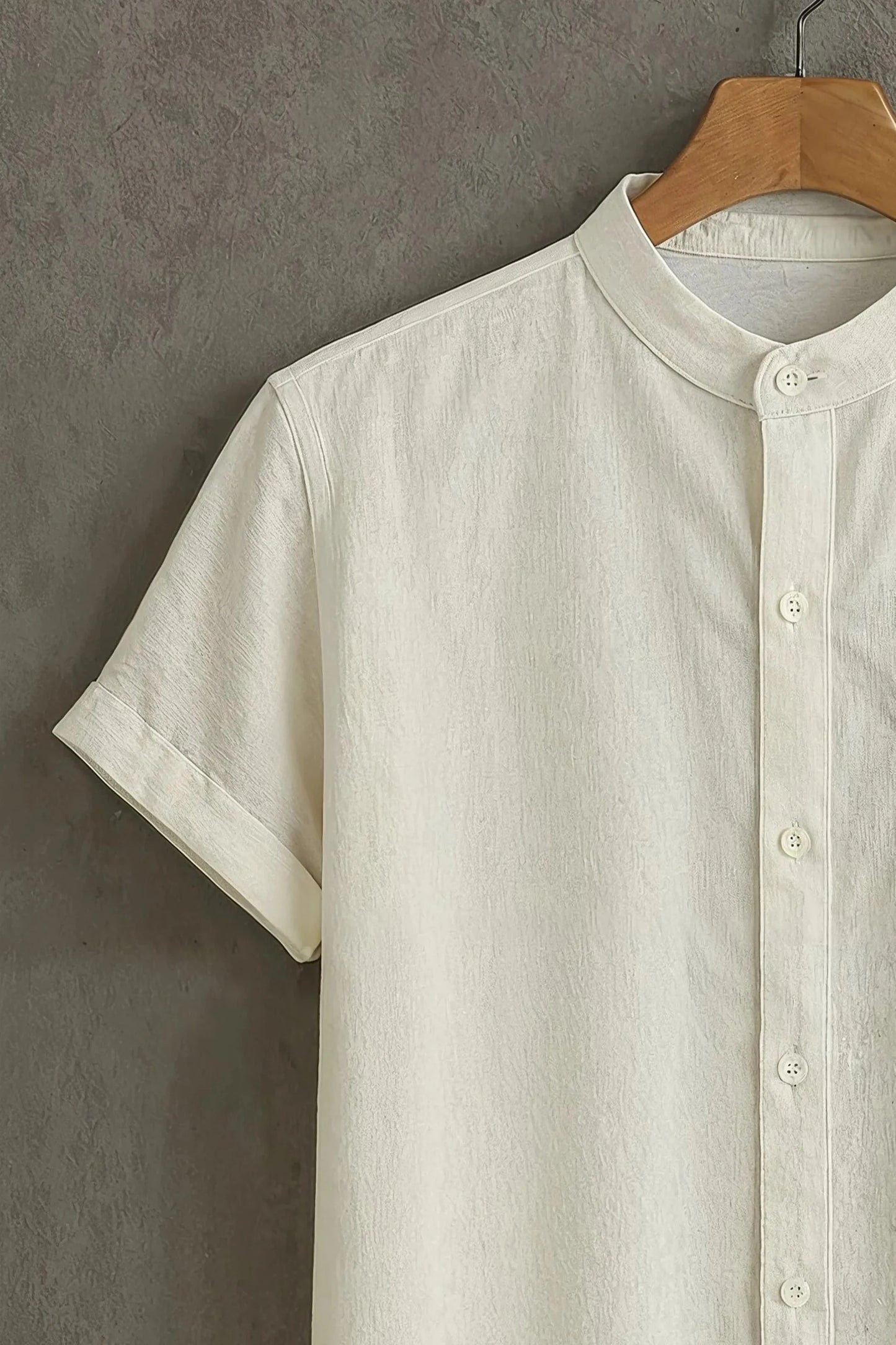 Men’s Minimal Cat Graphic Shirt – Cute Pocket Design Mandarin Collar Shirt | Velloria.shop
