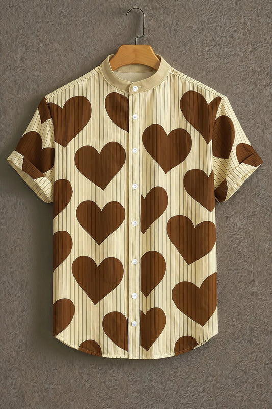 Men’s Heart Print Shirt – Trendy Aesthetic Casual Shirt